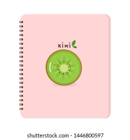 cute diary with kiwi fruit isolated on white background vector illustration.