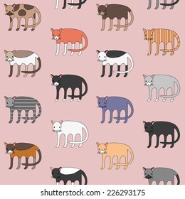 Cute different cats seamless pattern
