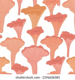 cute different mushrooms with Chanterelle. seamless pattern