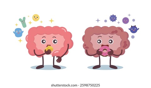 Cute Digestive System Cartoon Characters.