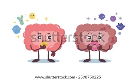 Cute Digestive System Cartoon Characters.