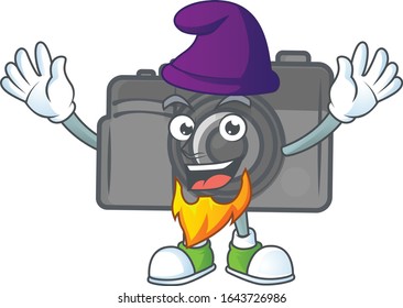 Cute digital camera mascot icon performed as an Elf on the stage