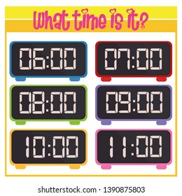 Cute digital clock set showing clocks.