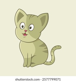 A cute digital illustration of a cat smiling. This warm and friendly cat is a great design for cat lovers and enthusiasts.