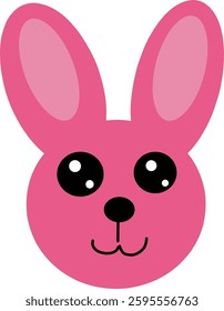 A cute digital illustration of a pink bunny face with large, round eyes and a happy expression on a white background