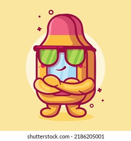 cute digital thermometer character mascot with cool expression isolated cartoon in flat style design