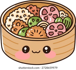 Ilustración linda del carácter de la cesta de Dim Sum