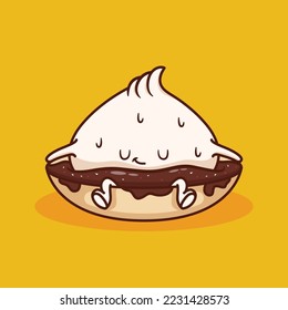 cute dim sum diping on soy sauce