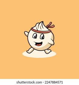 Cute Dim sum marathon cartoon illustration
