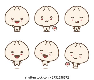 Cute dim sum mascot character. Chinese steamed buns