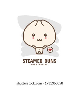 Cute dim sum mascot character. Chinese steamed buns