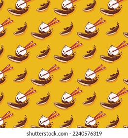 cute dim sum pattern food illustration
