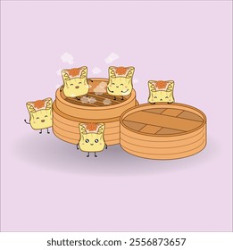 cute dim sum. Vector illustration design. Eps 10.