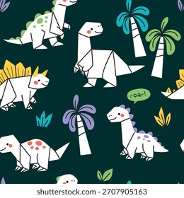 Cute Dino Animals Pattern for Children’s Textile 