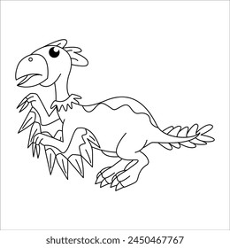 Cute dino archeopteryx outline illustration