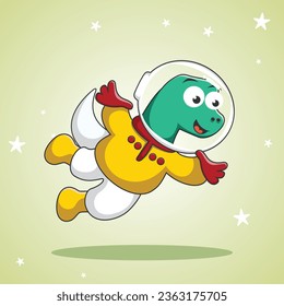 Cute Dino astronaut vector illustration in cartoon style, Vector illustration. T-Shirt Design for children. Design elements for kids.