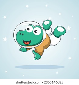 Cute Dino astronaut vector illustration in cartoon style, Vector illustration. T-Shirt Design for children. Design elements for kids.