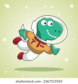 Cute Dino astronaut vector illustration in cartoon style, Vector illustration. T-Shirt Design for children. Design elements for kids.