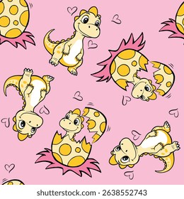 CUTE DINO BABY ALLOVER DIGITAL PRINT AOP