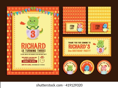 Cute Dino Birthday Element Boy Set 