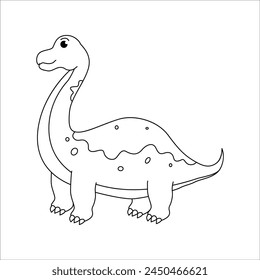 Cute dino brachiosaurus outline illustration