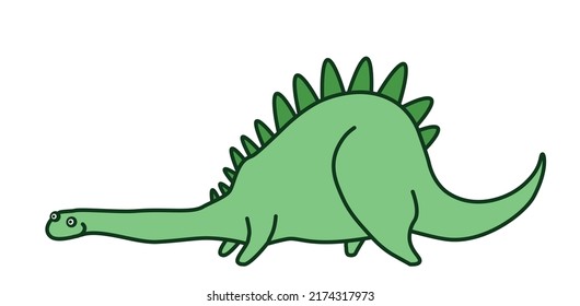 Cute Dino. Cartoon Flat Dinosaur Sauropod With Long Neck.