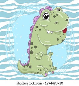Cute Dino cartoon hand drawn vector illustration. Can be used for baby t-shirt printing, fashion print design, children wear, baby shower celebration greeting and invitation card.