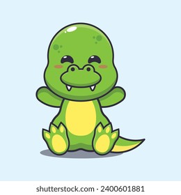 Cute dino cartoon vector illustration. 