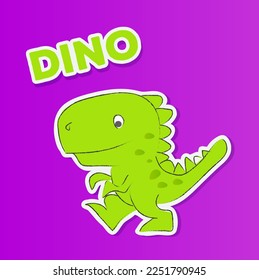 Cute Dino character doodle drawing vector for sticker, tshirt, poster and print design