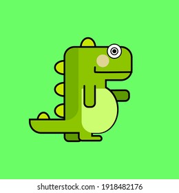Cute Dino character icon vector illustration.