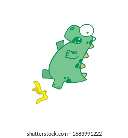 cute dino character illustrarion sticker, cartoon, mascot 