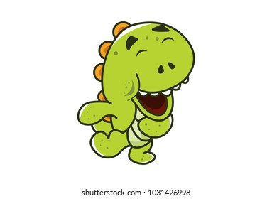 Cute Dino Character Laughing. Vector Illustration. Isolated on white background.