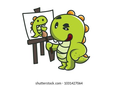 Cute Dino Character . Vector Illustration. Isolated on white background.