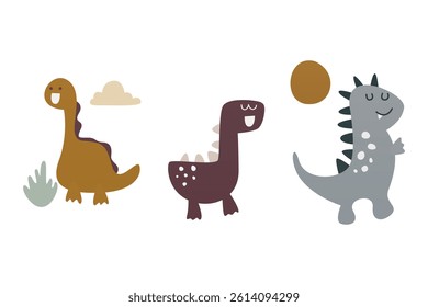 Cute dino clip art kids nursery. Scandinavian dino nursery wall art decor