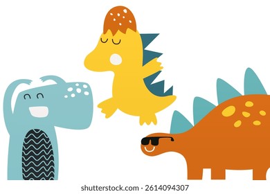 Cute dino clip art kids nursery. Scandinavian dino nursery wall art decor