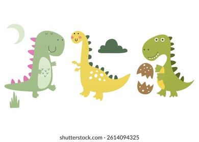 Cute dino clip art kids nursery. Scandinavian dino nursery wall art decor