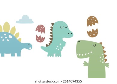 Cute dino clip art kids nursery. Scandinavian dino nursery wall art decor