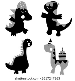 Cute dino clip art kids nursery. Scandinavian dino nursery wall art decor in