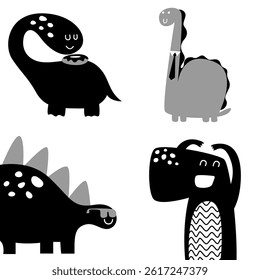 Cute dino clip art kids nursery. Scandinavian dino nursery wall art decor in