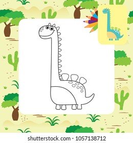 Cute dino coloring page.