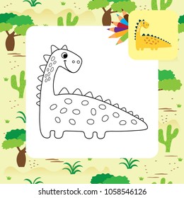 Cute dino coloring page.