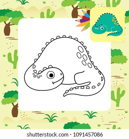 Cute dino coloring page.