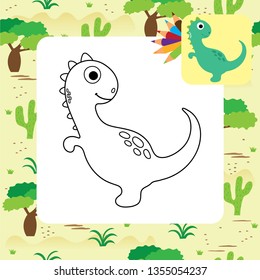 Cute dino coloring page.