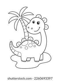 Cute dino coloring page illustration