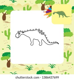 Cute dino coloring page. Vector illustration.