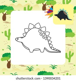 Cute dino coloring page. Vector illustration.