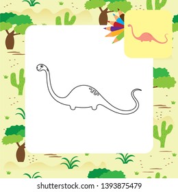 Cute dino coloring page. Vector illustration.