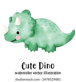 Cute Dino, Dinosaur, watercolor, illustration, vector