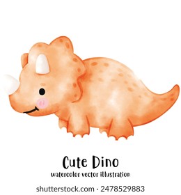 Cute Dino, Dinosaur, watercolor, illustration, vector