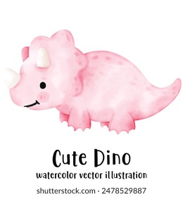 Cute Dino, Dinosaur, watercolor, illustration, vector